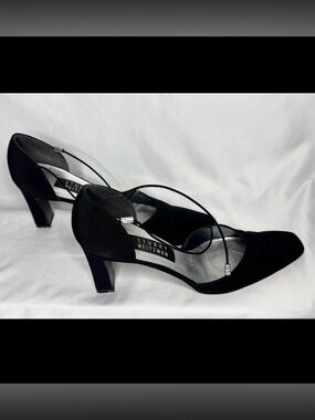 Stuart Weitzman Black Mid-Heel Pumps with Decorative Strap 7.5
